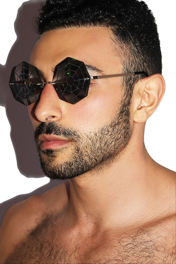 Widow Web Acrylic Sunglasses in Black