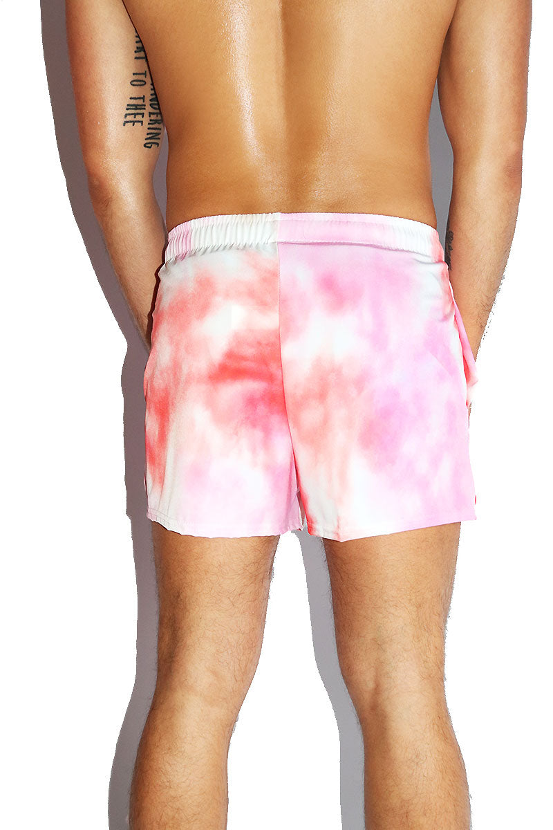 Bloody Valentine Tye Dye All Over Print Active Shorts- Red