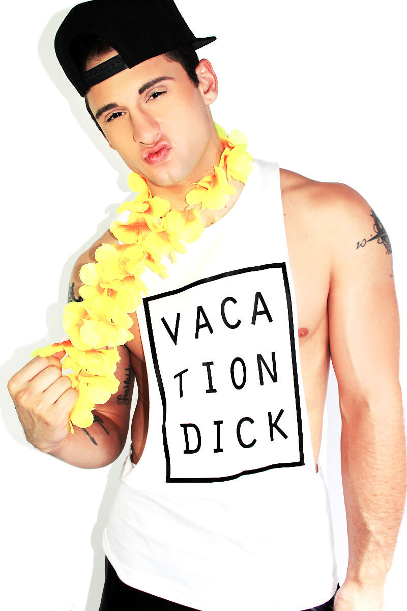 Vacation Dick Low Arm Tank-White
