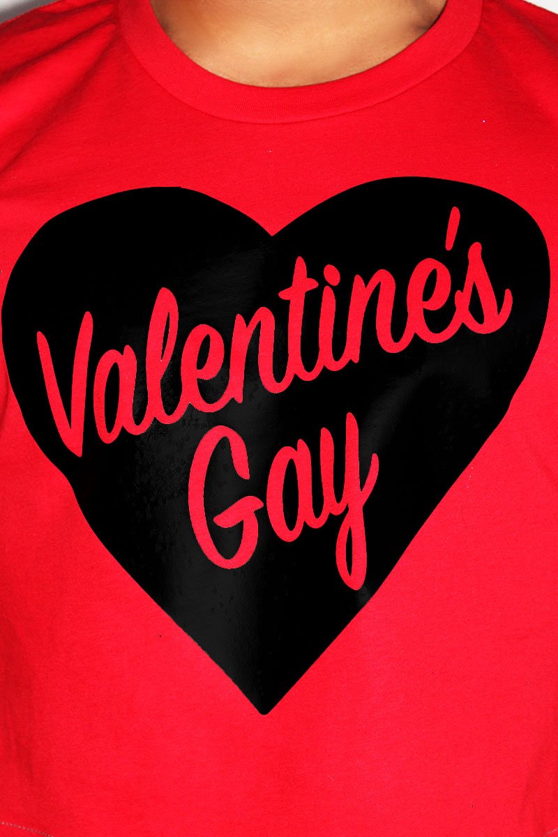Valentines Gay Crop Tee-Red