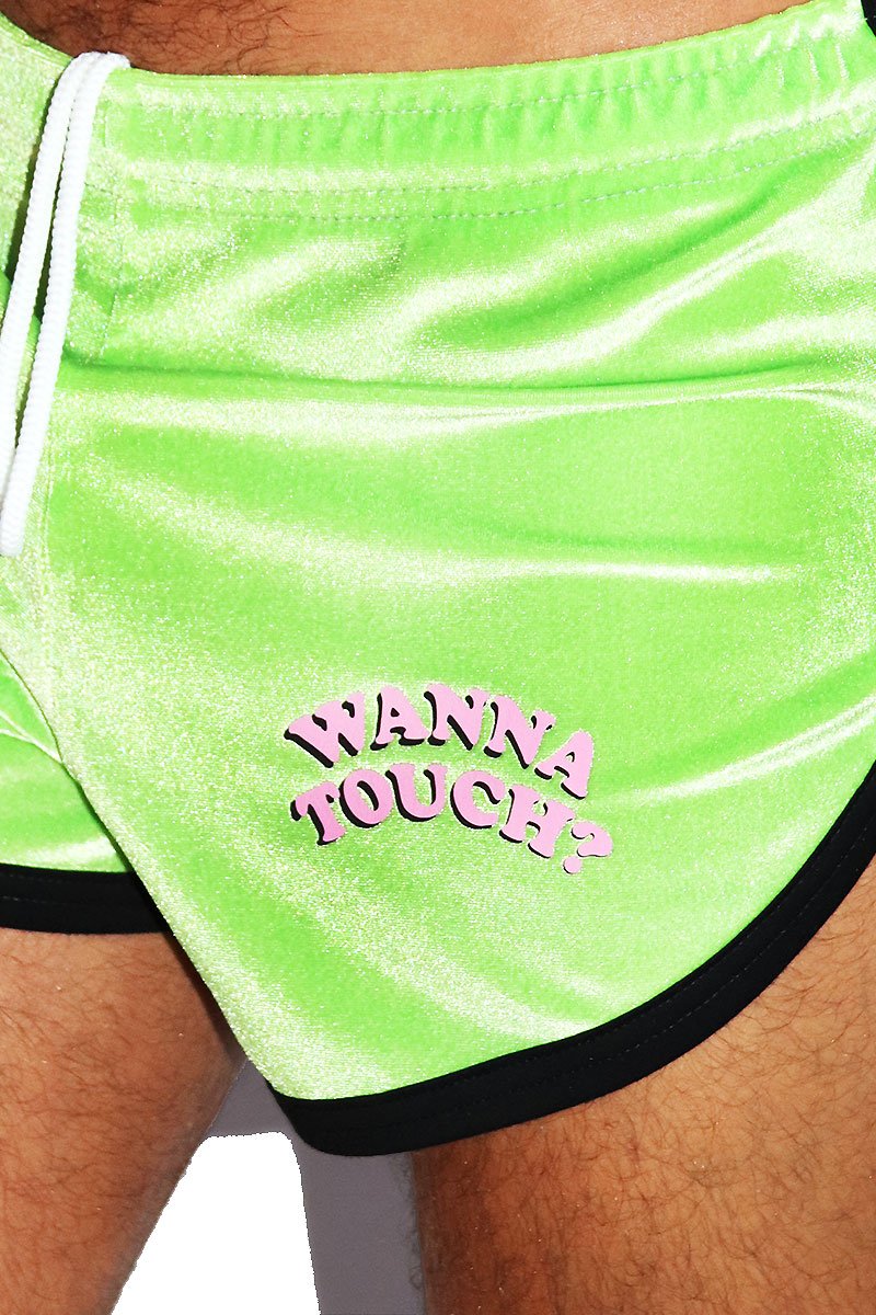 Wanna Touch Velvet Running Shorts-Green