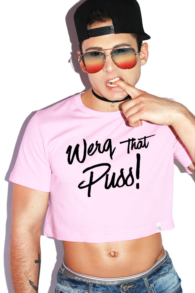 Werq That Puss Crop Tee- Pink
