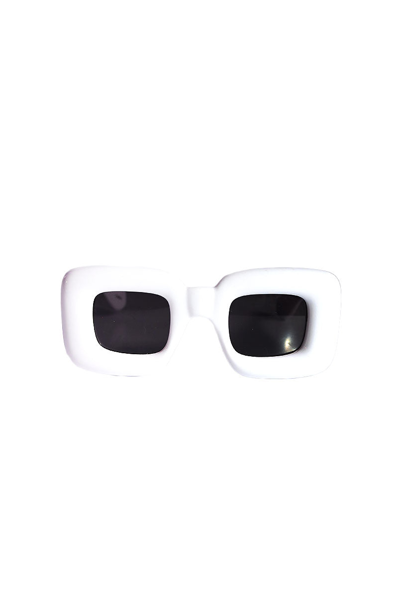 Retro Futurism Square Sunglasses- White
