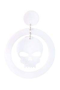 Skull Acrylic Single Earring- White
