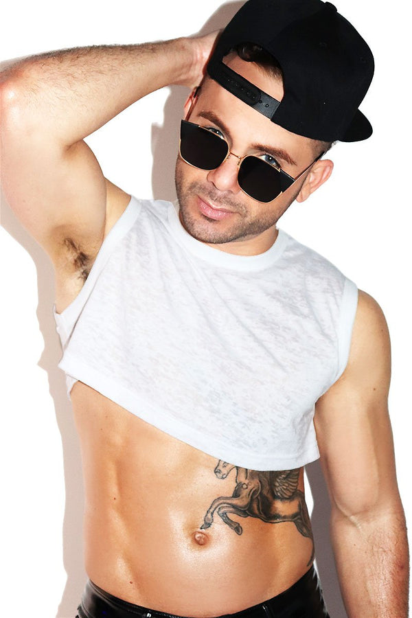 Core Extreme Crop Tank Burnout in White