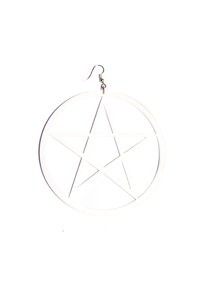 Pentagram Mega Single Earring- White