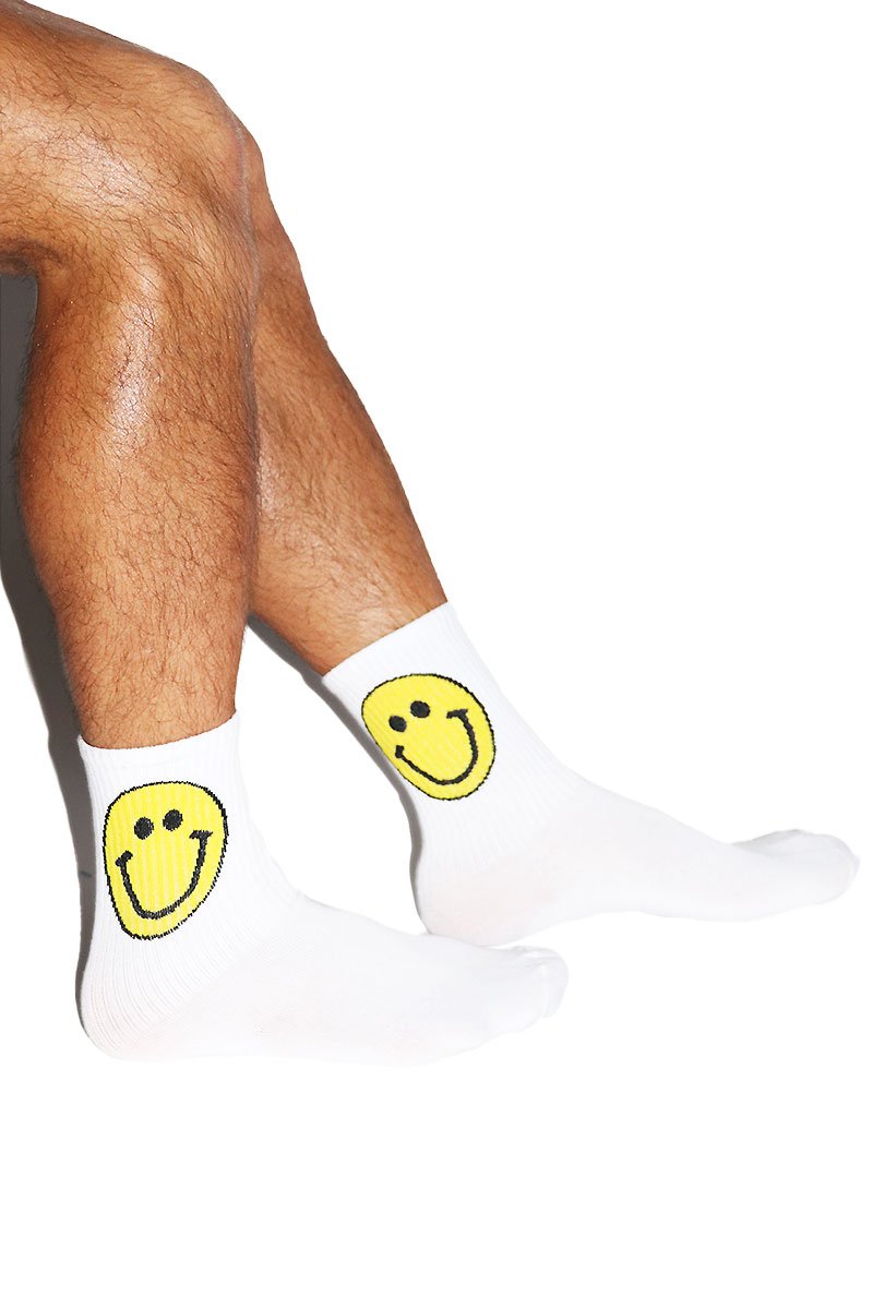 Smile Quarter Length Socks-White