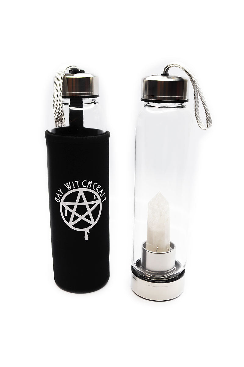 Gay Witchcraft Quartz Crystal Water Bottle- White