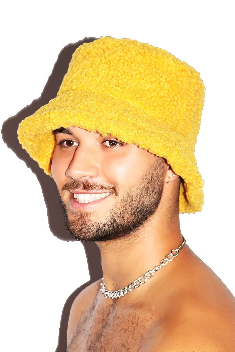 Furry Bucket Hat - Yellow