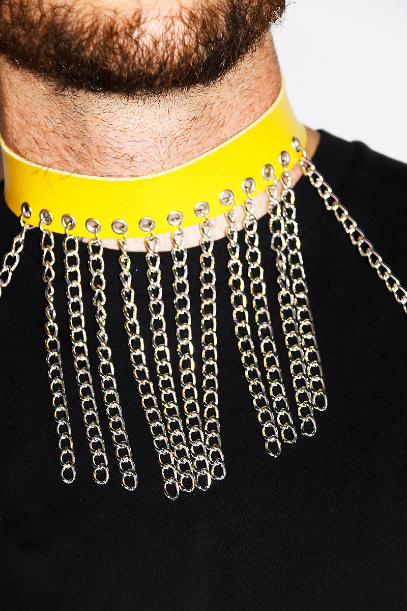 Leather Chain Dangle Harness-Yellow