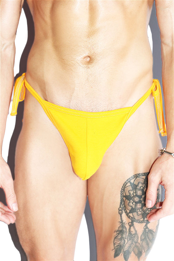 Core Tied Up String Thong in Yellow, view 2