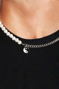 Ying Yang Pearl Necklace - Silver