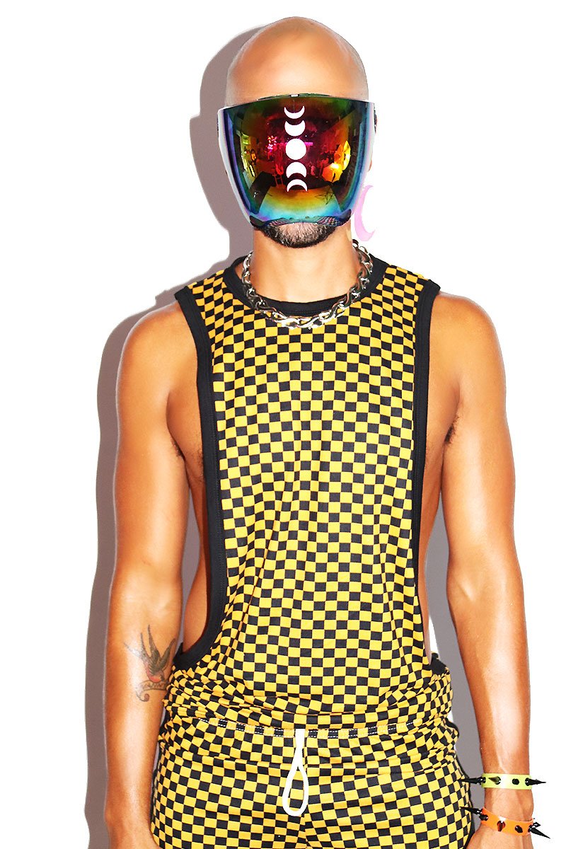 Checkerboard Low Arm Tank- Yellow