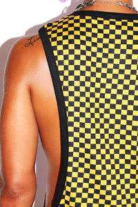 Checkerboard Low Arm Tank- Yellow