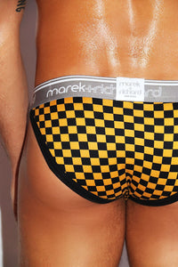 Checkerboard High Cut Bikini -Yellow
