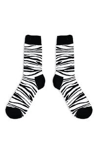 Animal Instinct Zebra Crew Socks- Black