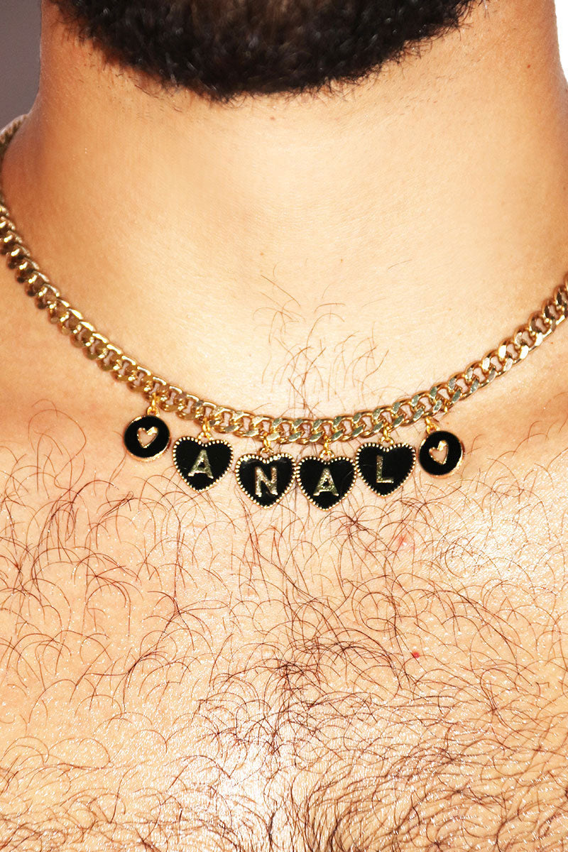 Anal Pendant Choker Necklace - Gold