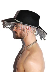 Rhinestone Cowboy Wide Brim Hat - Black