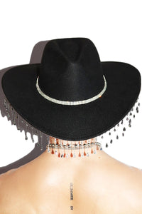 Rhinestone Cowboy Wide Brim Hat - Black