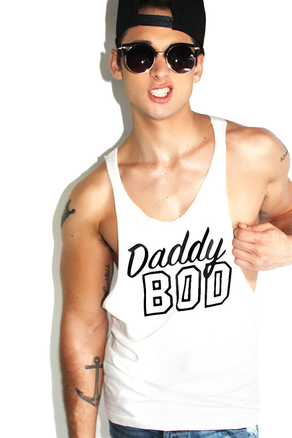 Daddy Bod String Tank in White