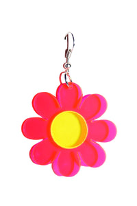 Daisy Flower Acrylic Earring - Neon Pink