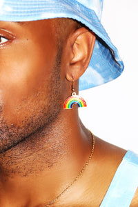 Rainbow Pride Single Earring- Gold